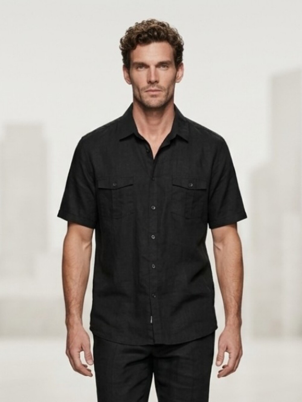 Alfani Black Short-Sleeve Casual Button-Down Shirt Size XXL